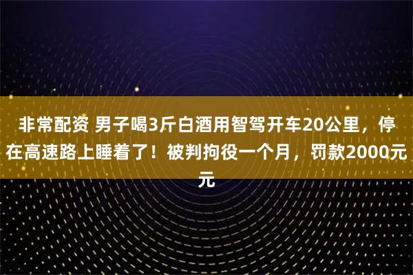 非常配资 男子喝3斤白酒用智驾开车20公里，停在高速路上睡着了！被判拘役一个月，罚款2000元